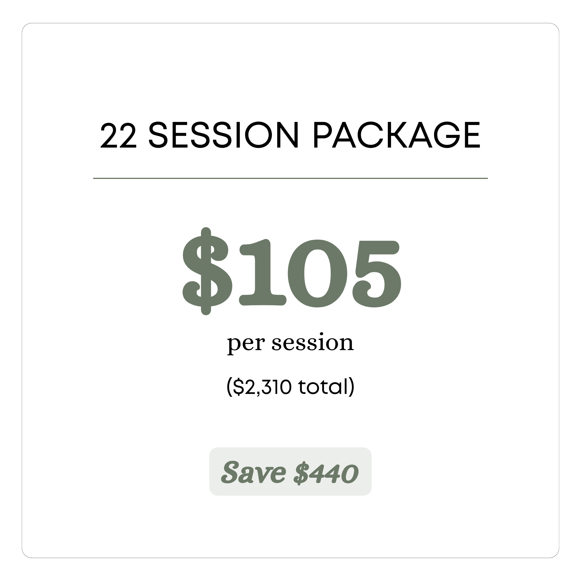 22 package 105 per session